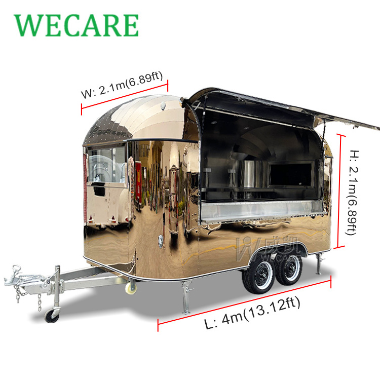 Outdoor fully equipped ice cream vending mobile kitchen fast hot dog shipping container food cart trailer truck with wheels