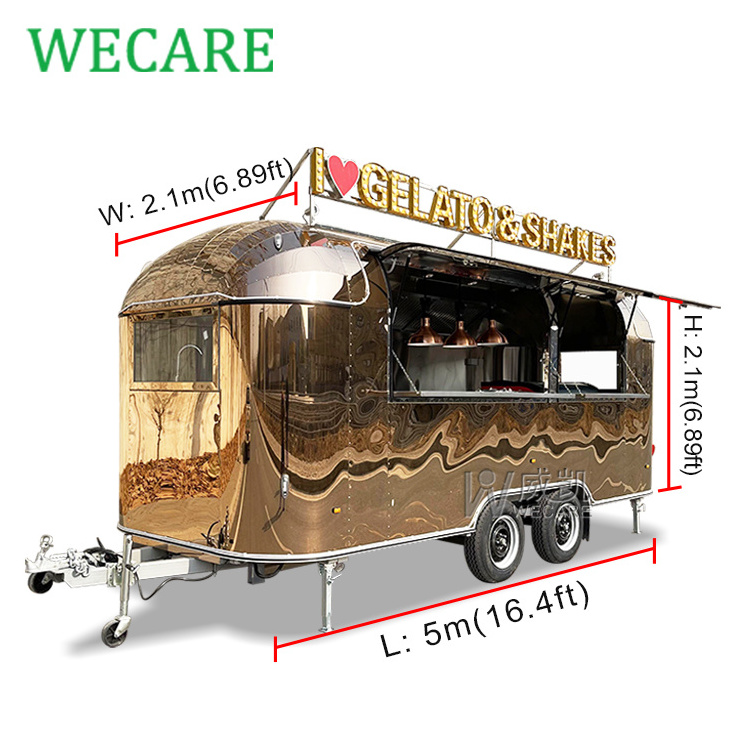 Wecare Airstream Street Food Van Kiosks Mobile Bar Truck Concession Food Caravan with Kitchen Trailer USA Foodtruck for Germany