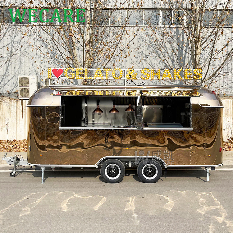 Wecare Airstream Street Food Van Kiosks Mobile Bar Truck Concession Food Caravan with Kitchen Trailer USA Foodtruck for Germany