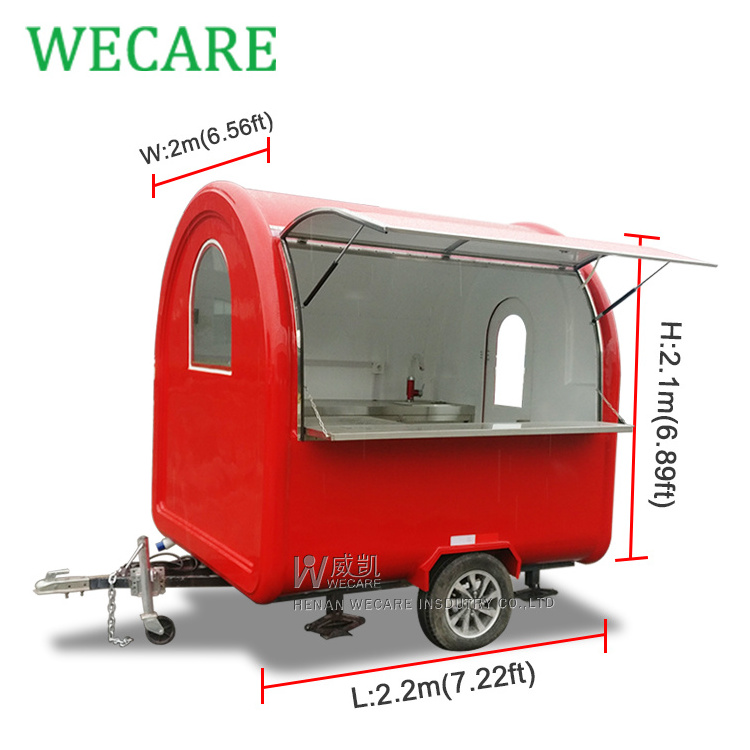 Wecare small street mobile coffee fast food carts and food trailers for sale in usa