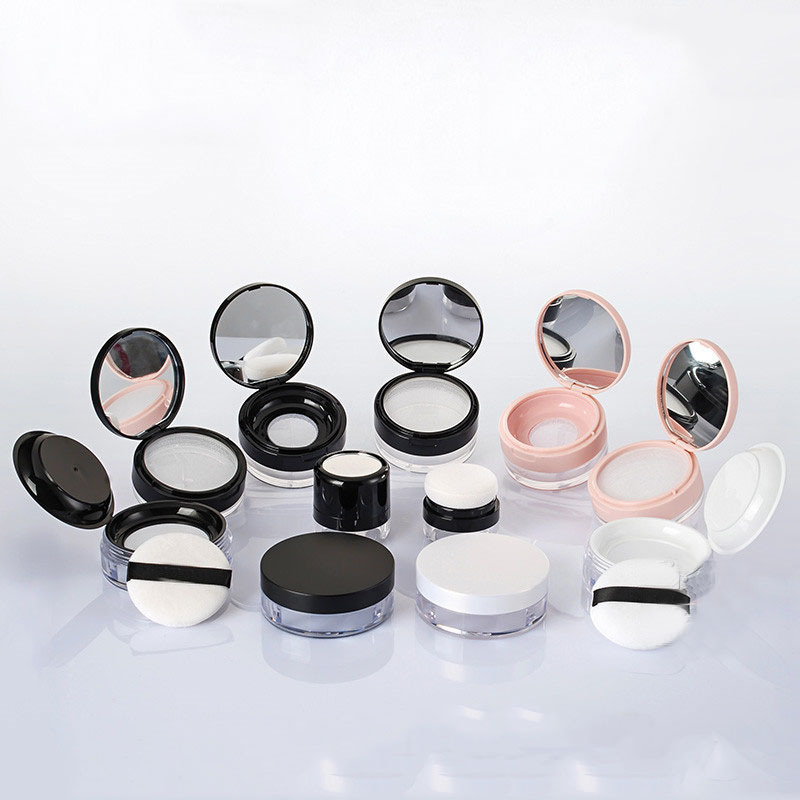 Hot sale cosmetic containers 3g 5g 10g 15g glitter loose powder jar 20g 25g round plastic loose powder container with sifter