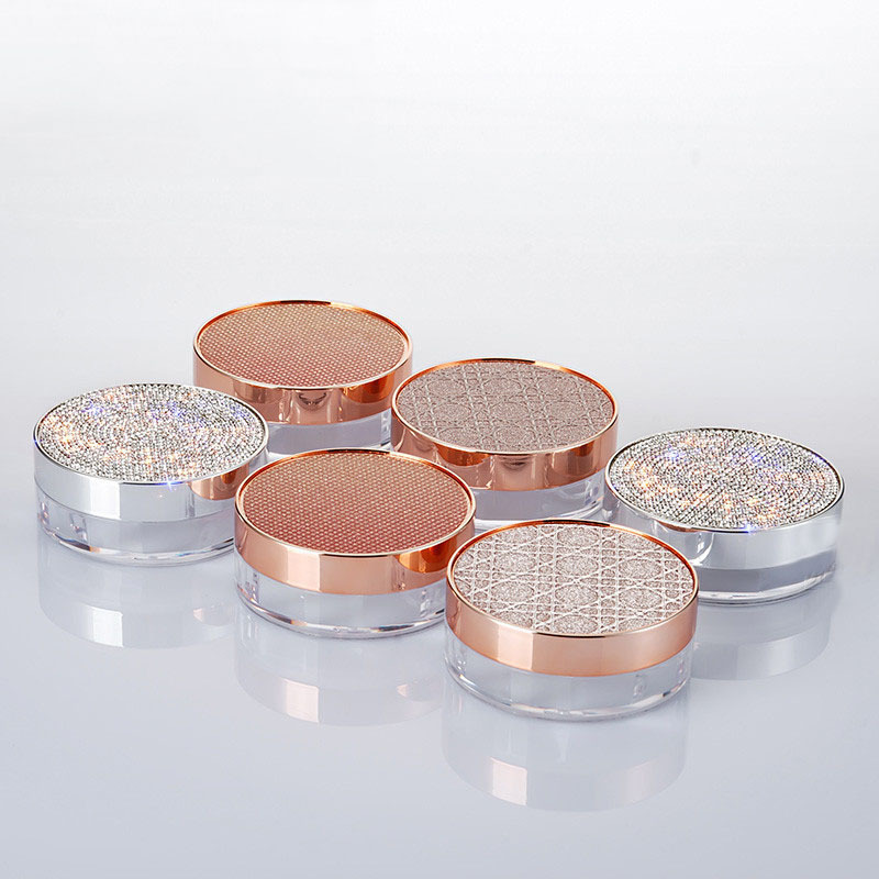 Hot sale cosmetic containers 3g 5g 10g 15g glitter loose powder jar 20g 25g round plastic loose powder container with sifter