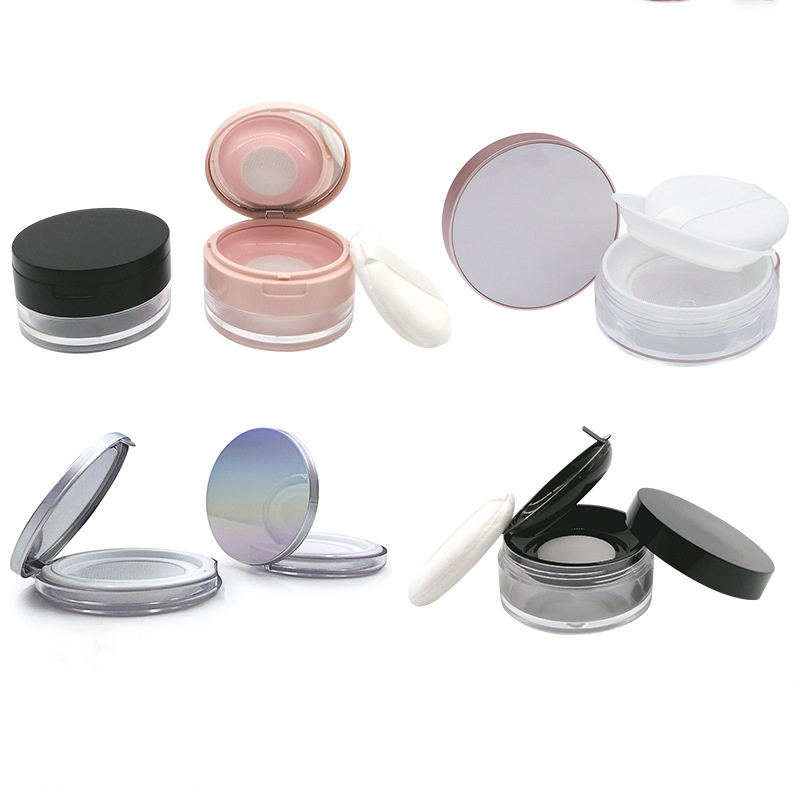 Hot sale cosmetic containers 3g 5g 10g 15g glitter loose powder jar 20g 25g round plastic loose powder container with sifter