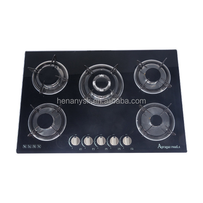 5 Burners Toughened Glass Butane Gas Stove Domestic Blast Furnace Natural Gas Liquefied Cooking Gas Range Kitchen Appliances