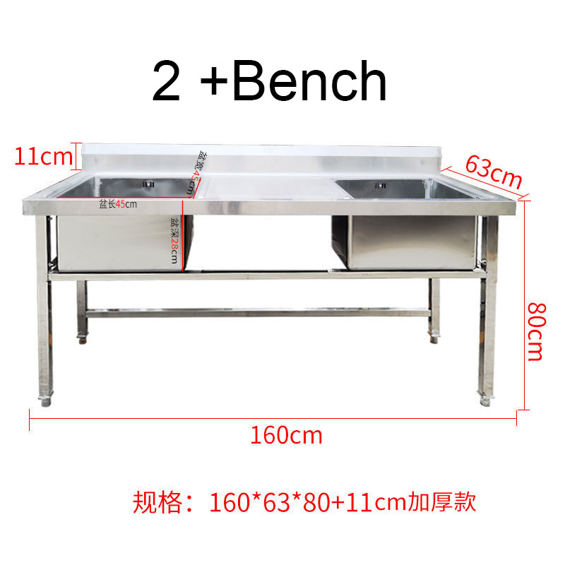 1 Sink 2 3 Sinks Detachable Stainless Steel Thicken  Home Kitchen Sink Restaurant