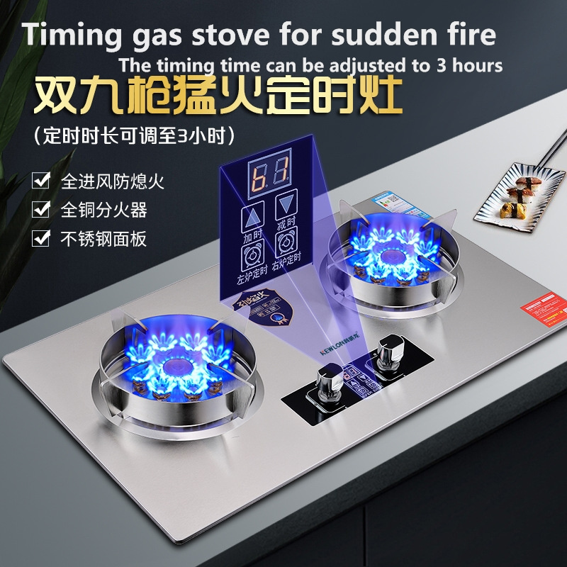 Double Nine Gun Intelligent Timing Stove Stainless Steel Fire Stove Household Liquefied Natural Gas Cooker