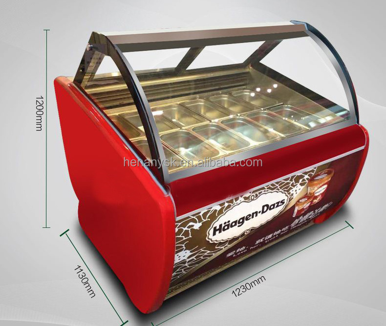 180L Display Cold Food Refrigerated Deep Freezer Ice Cream Showcase For Icecreams