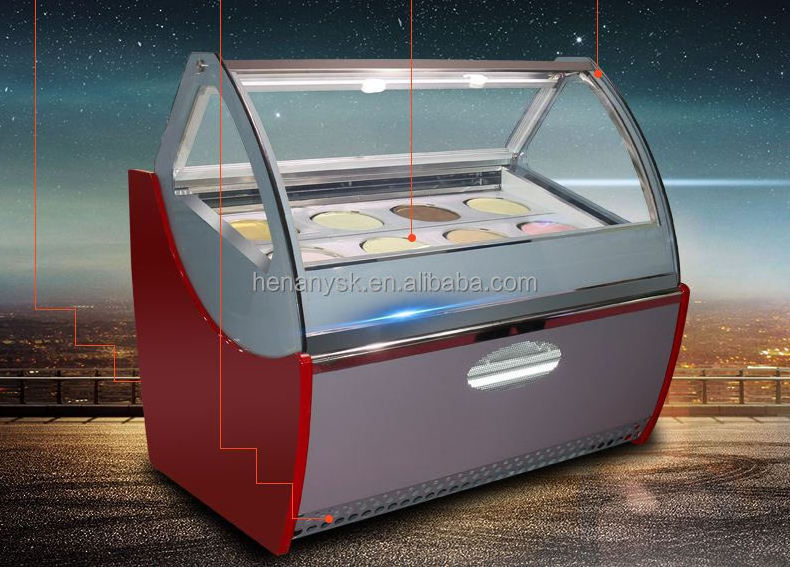 180L Display Cold Food Refrigerated Deep Freezer Ice Cream Showcase For Icecreams