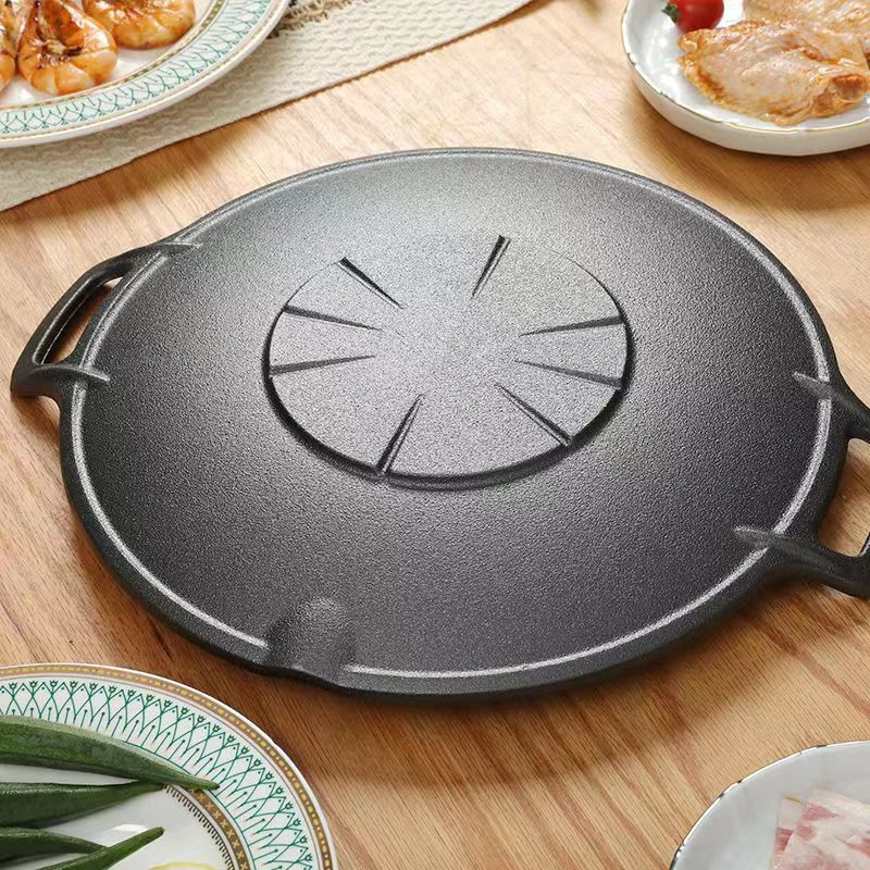 Korean style Barbecue Plate Outdoor Camping  Round Steak Frying Pan BBQ Grill plate Griddle pan