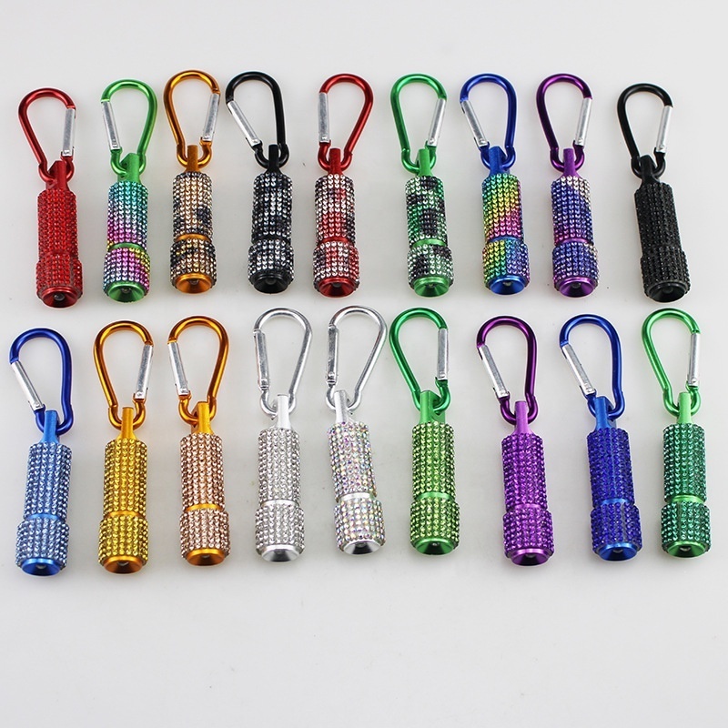 High Power Bling Glitter Rechargeable Mini Flashlight and Torch Outdoor Safety Emergency Portable Small LED Flashlight keychain