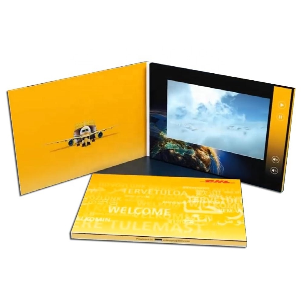 Custom Printing 7inch HD LCD Video Brochure with 256MB Memory and Rechargeable Battery