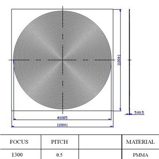 1100x1100 F1300 Acrylic material Large size Solar Fresnel Lens