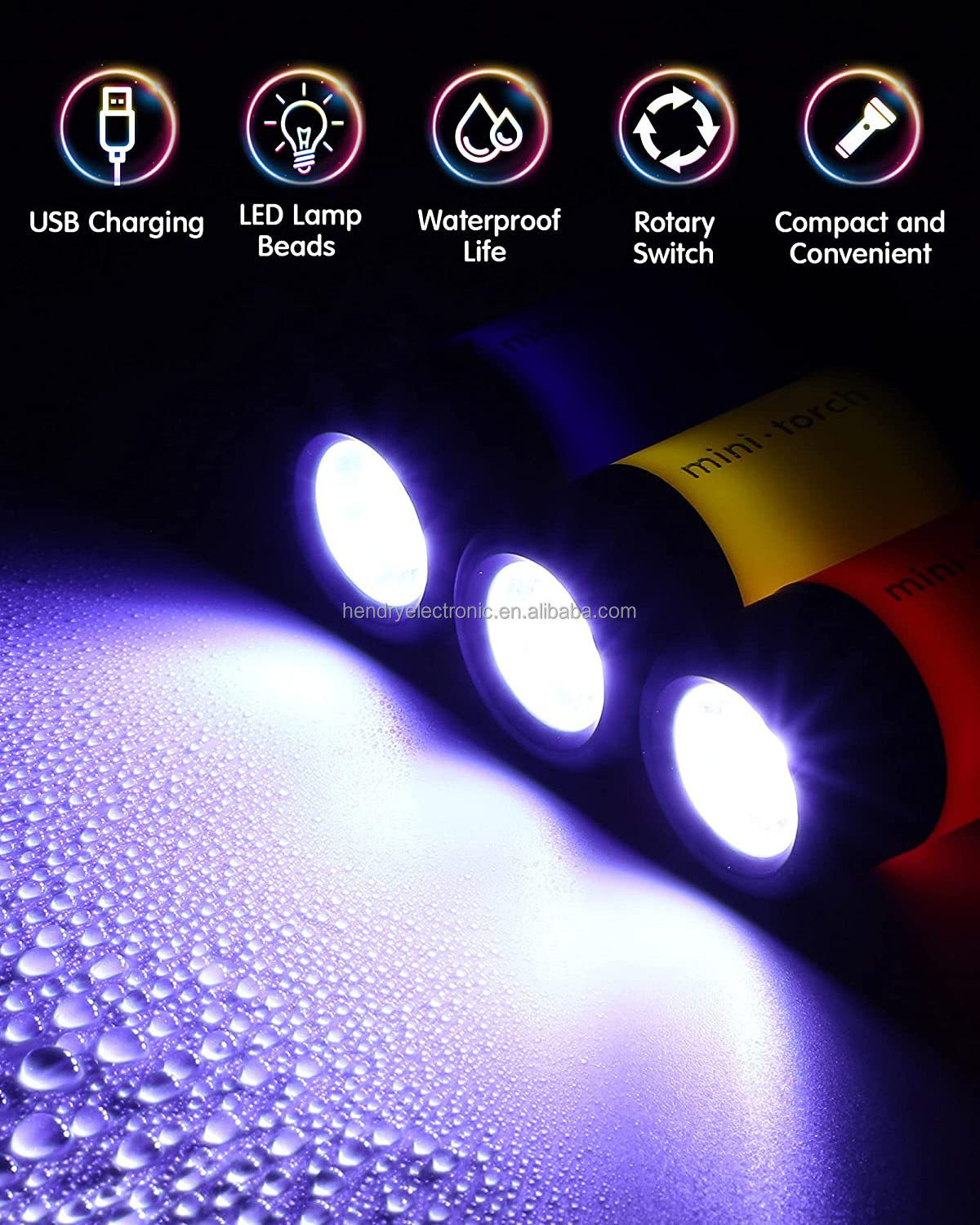 Wholesale USB Rechargeable Pocket LED Torch Bulk Mini Keychain Flashlight