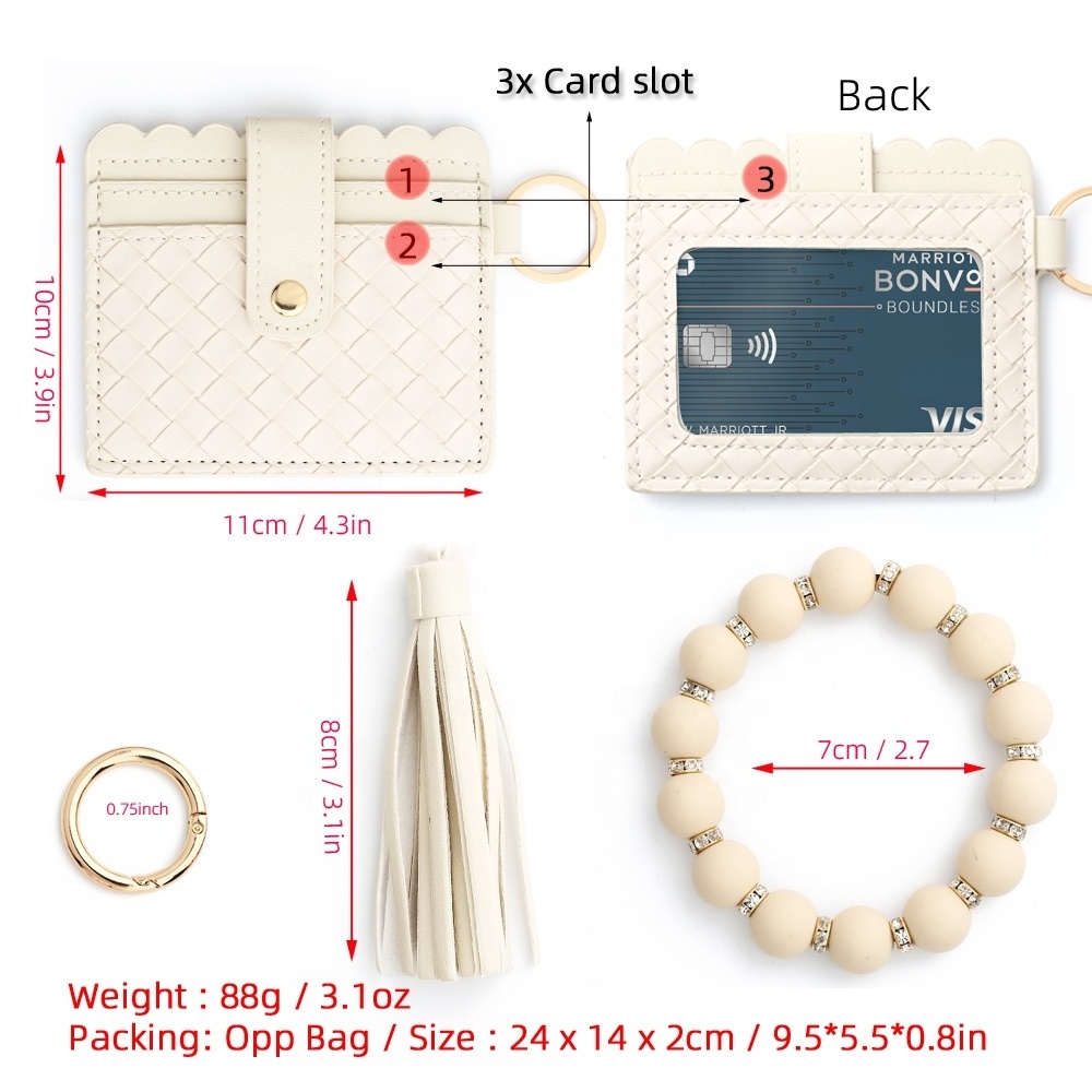 Weave Custom Girl Mini Coin Cute Ladies RFID Women Credit Card Bracelets Leather Wristlet Keychain Silicone Card Holder Wallet