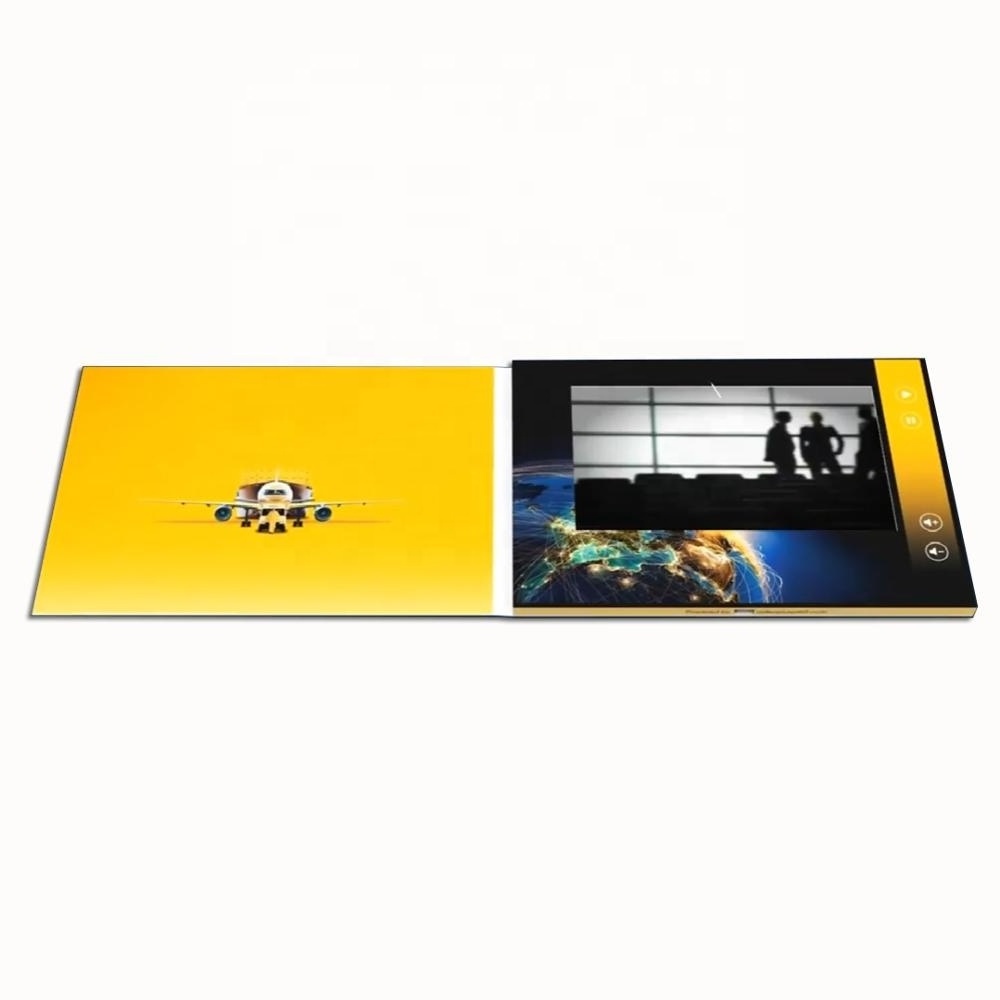 Custom Printing 7inch HD LCD Video Brochure with 256MB Memory and Rechargeable Battery