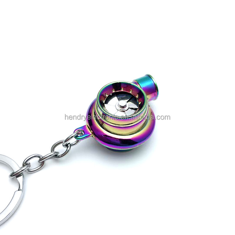 Wholesale Automotive LED Spinning Sound Turbo Keychain Mini Metal Creative Luminous LED Car Turbo Keychain