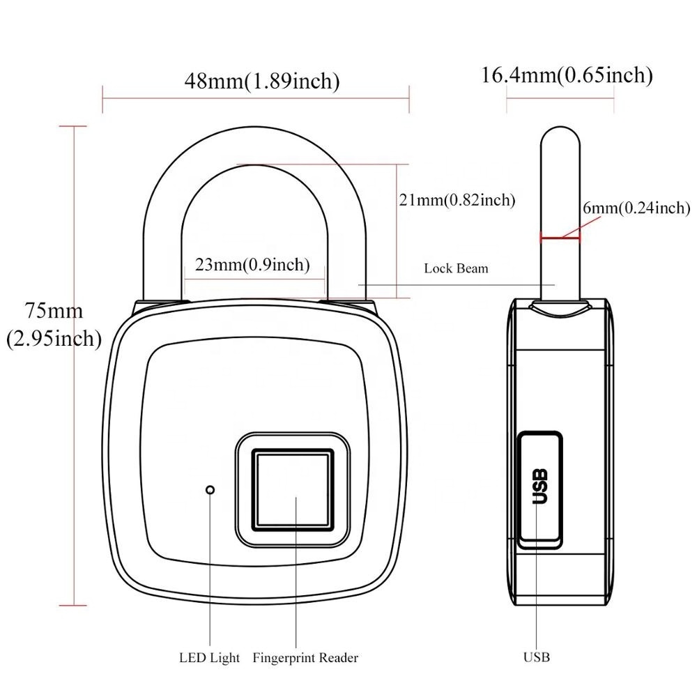 Smart Fingerprint Padlock Biometric,P3 Waterproof Lock with Finger Print Security Touch Keyless Lock USB charge for Gym Locker