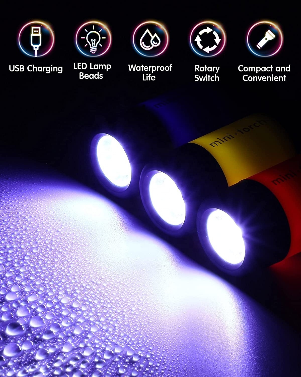 Wholesale USB Rechargeable Pocket LED Torch Self Defense Alarm Bulk Mini Keychain Flashlight