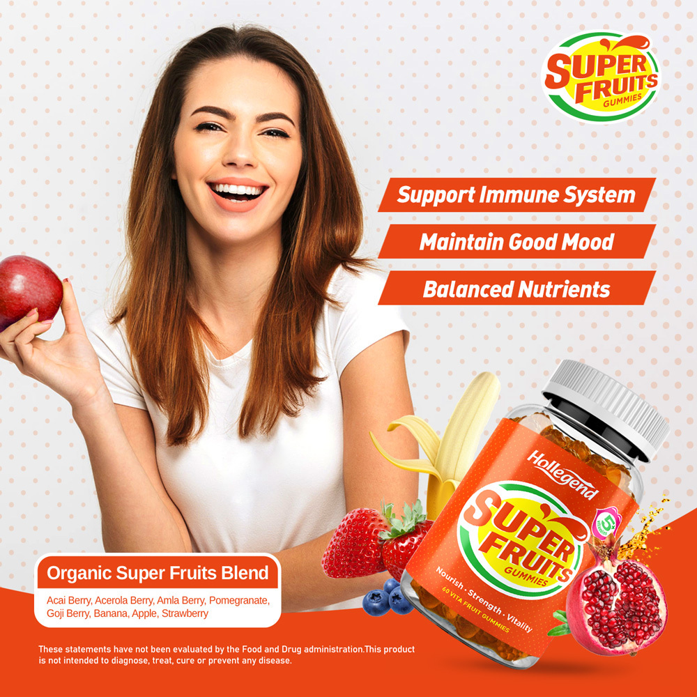 Private Label Kosher Halal Plant Based Superfruits Vitamin Collagen Gummies Candies For Dietary Supplements