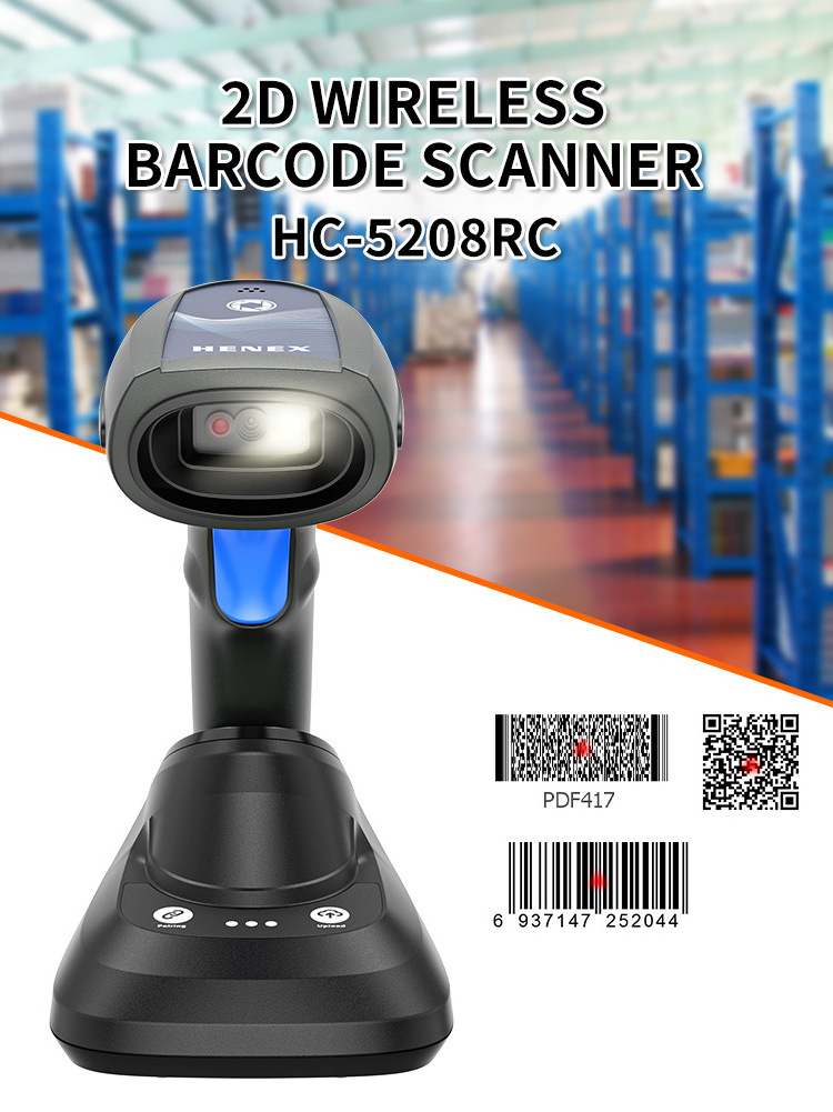 Bluetooth Barcode Scanner 2d Wireless Barcode Reader With 2500mah Battery,Power Level Indicator Design,Auto Scanning