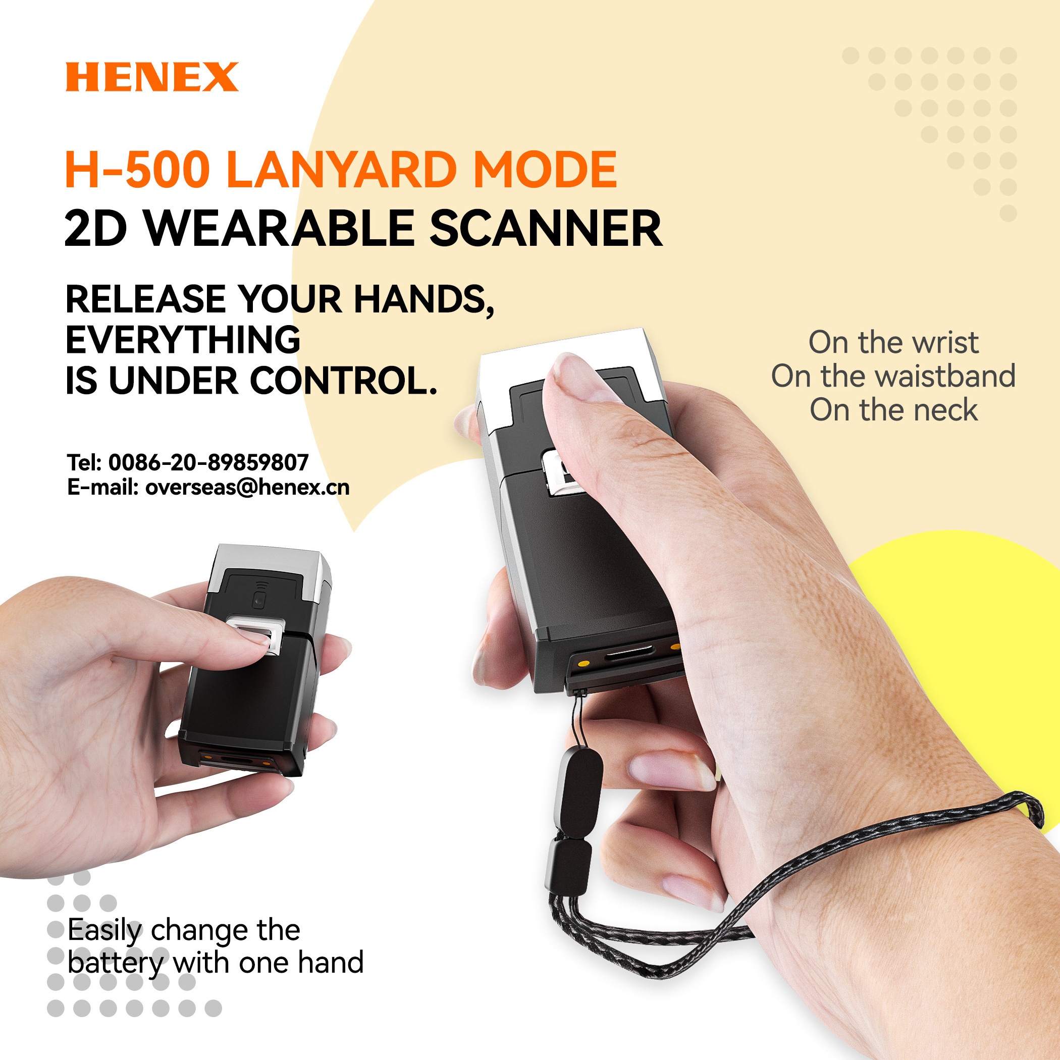 HENEX Portable Barcode Reader ring Wireless Qr Code Scanner 2D Wireless BT QR Scanner For POS System qr code reader