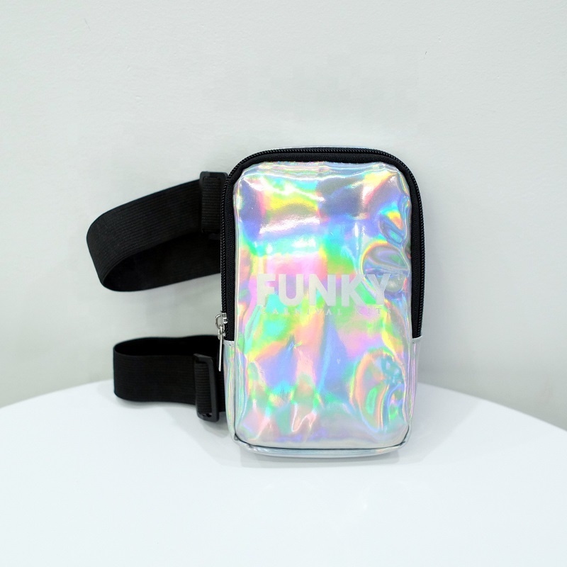 Wholesale Custom Logo waterproof body Phone Leg Bag waist PU Holographic carnival women leg bag thigh