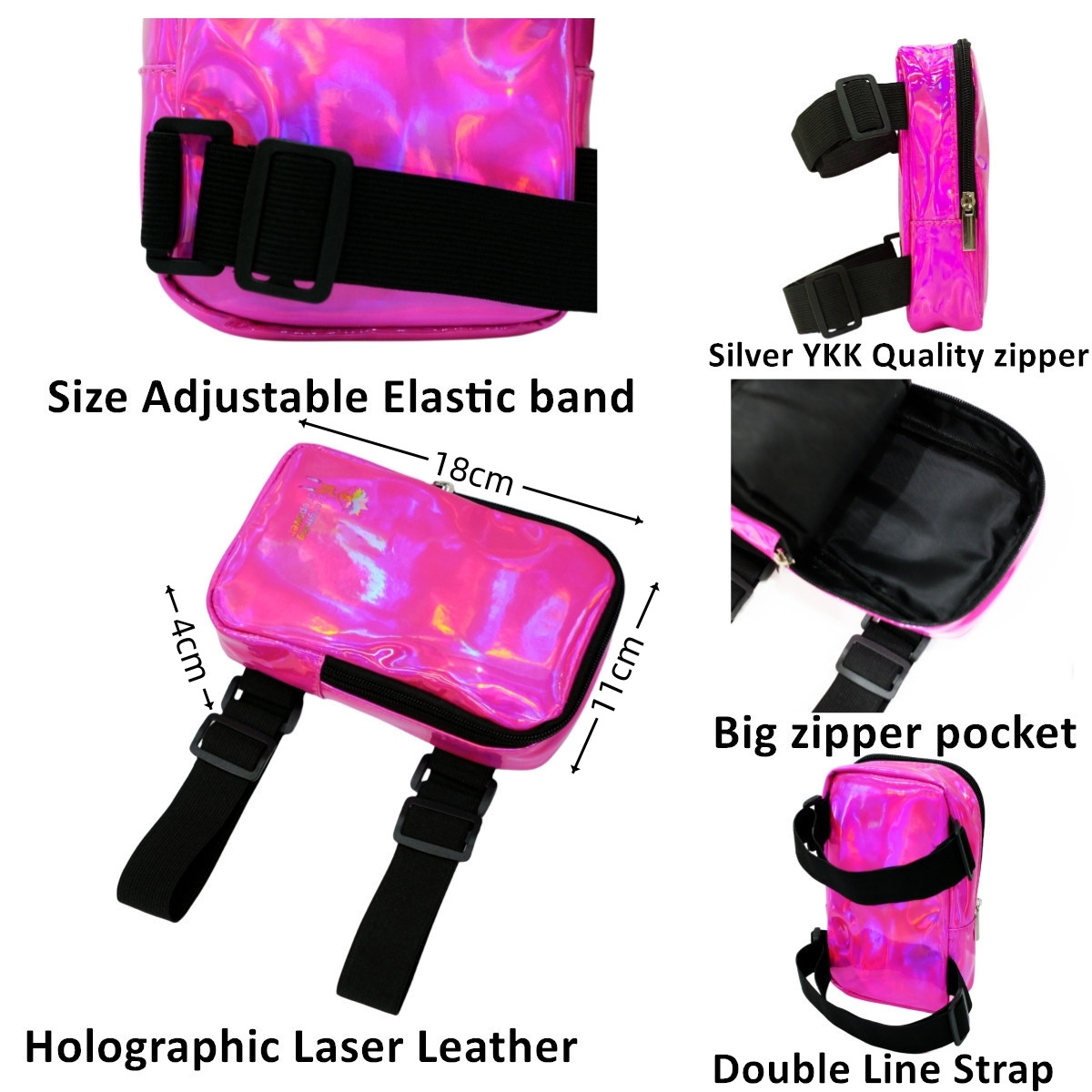 Wholesale Custom Logo waterproof body Phone Leg Bag waist PU Holographic carnival women leg bag thigh