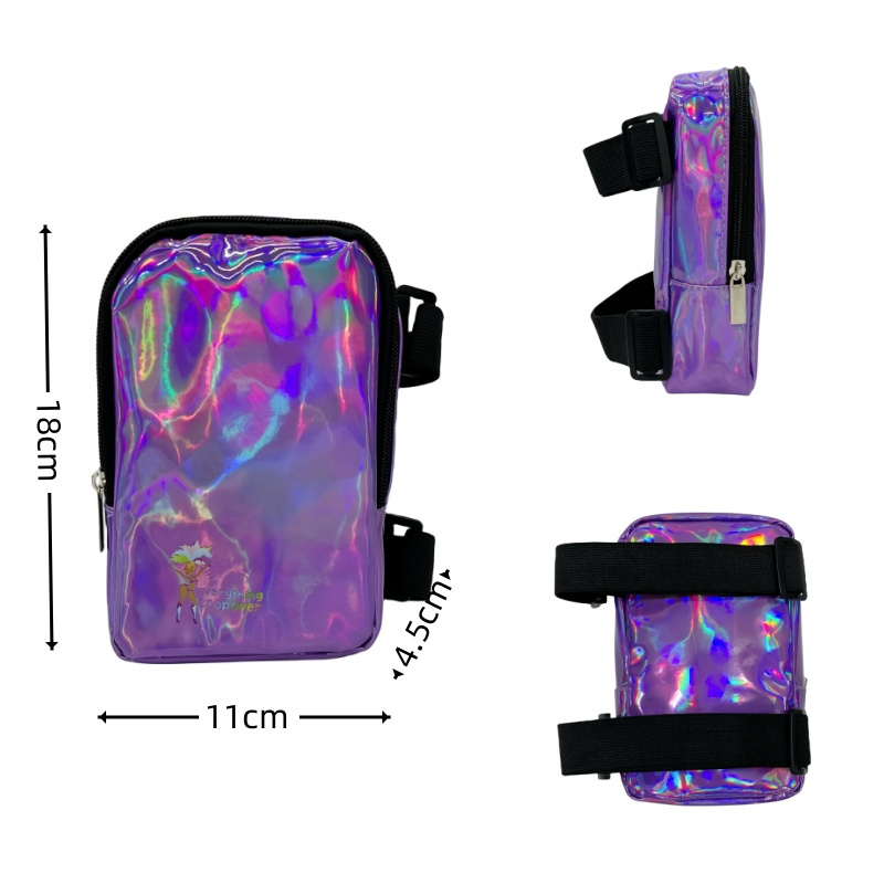 Wholesale Pu Holographic Thigh Bag Waterproof Carnival Women Leg Bag Outdoor Sports Phone Bag