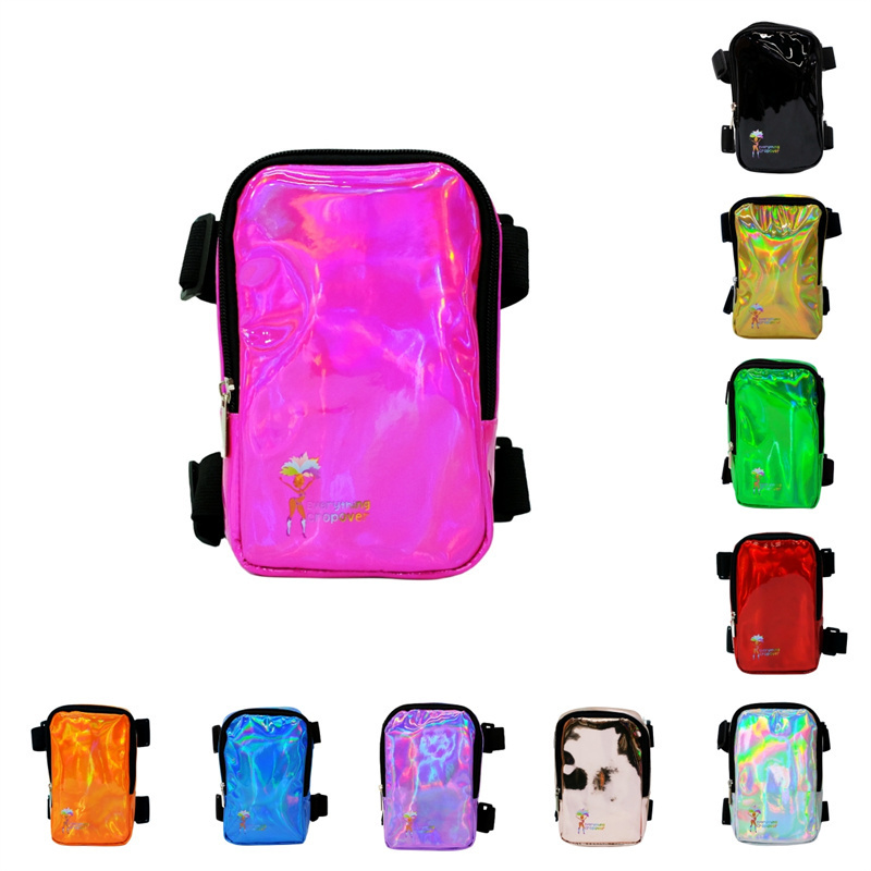 Wholesale Pu Holographic Thigh Bag Waterproof Carnival Women Leg Bag Outdoor Sports Phone Bag