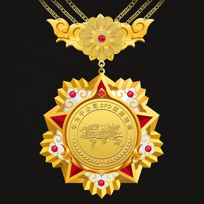 Hot Sale Custom Anniversary President Award Medal Hanger Commemorative Medallion Hanging Medal with Chain