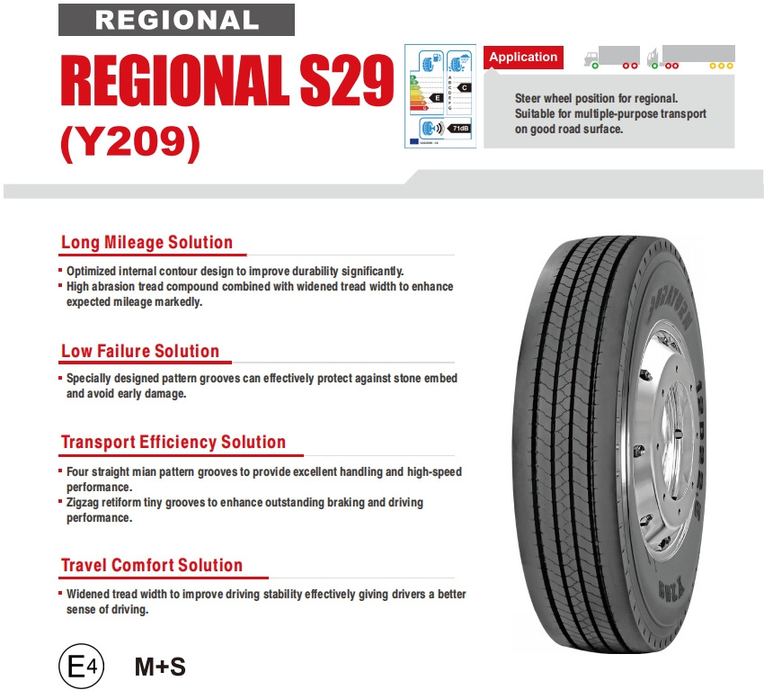 Dynacargo Truck&Bus Radial TYRE Hot-sale products tubeless Bus and Truck Radial TYRE REGIONAL S29/Y209 215/75R17.5