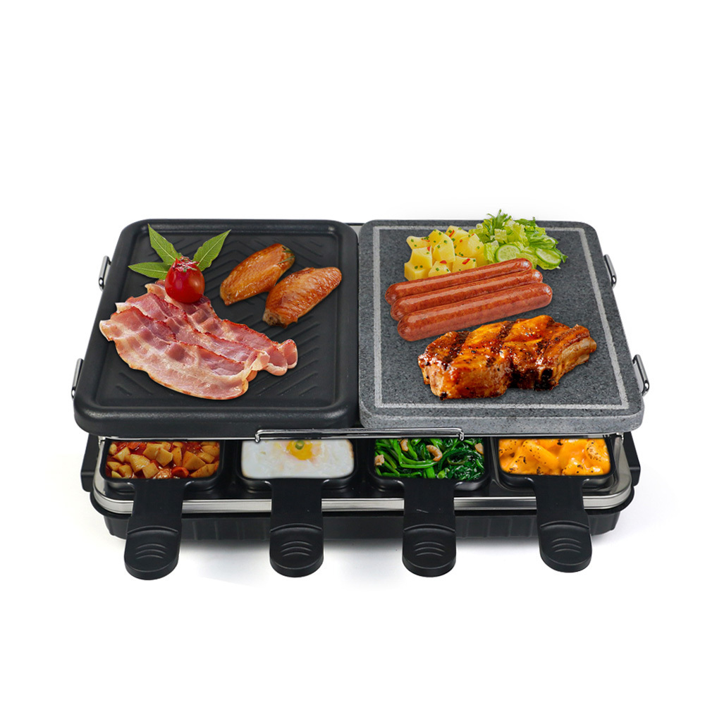 6-8 Person  Stainless Steel electric  Raclette Grill With marble Stone Grill Top