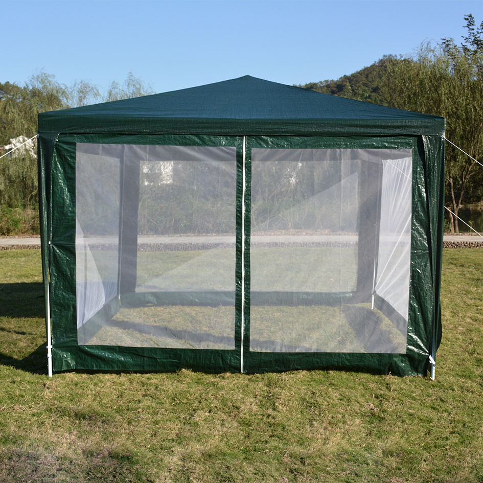 10'x10' Blue Gazebo Canopy Outdoor Party Screen Tent Enclosed Mesh Side