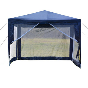 10'x10' Blue Gazebo Canopy Outdoor Party Screen Tent Enclosed Mesh Side