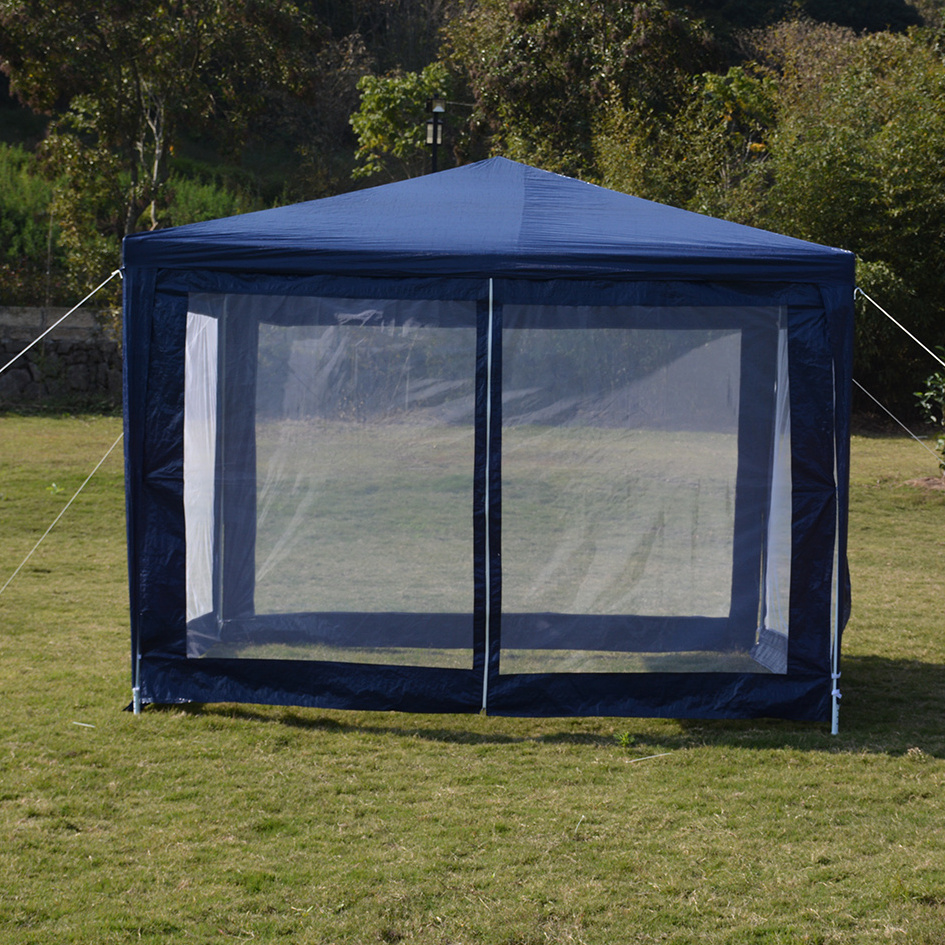 10'x10' Blue Gazebo Canopy Outdoor Party Screen Tent Enclosed Mesh Side