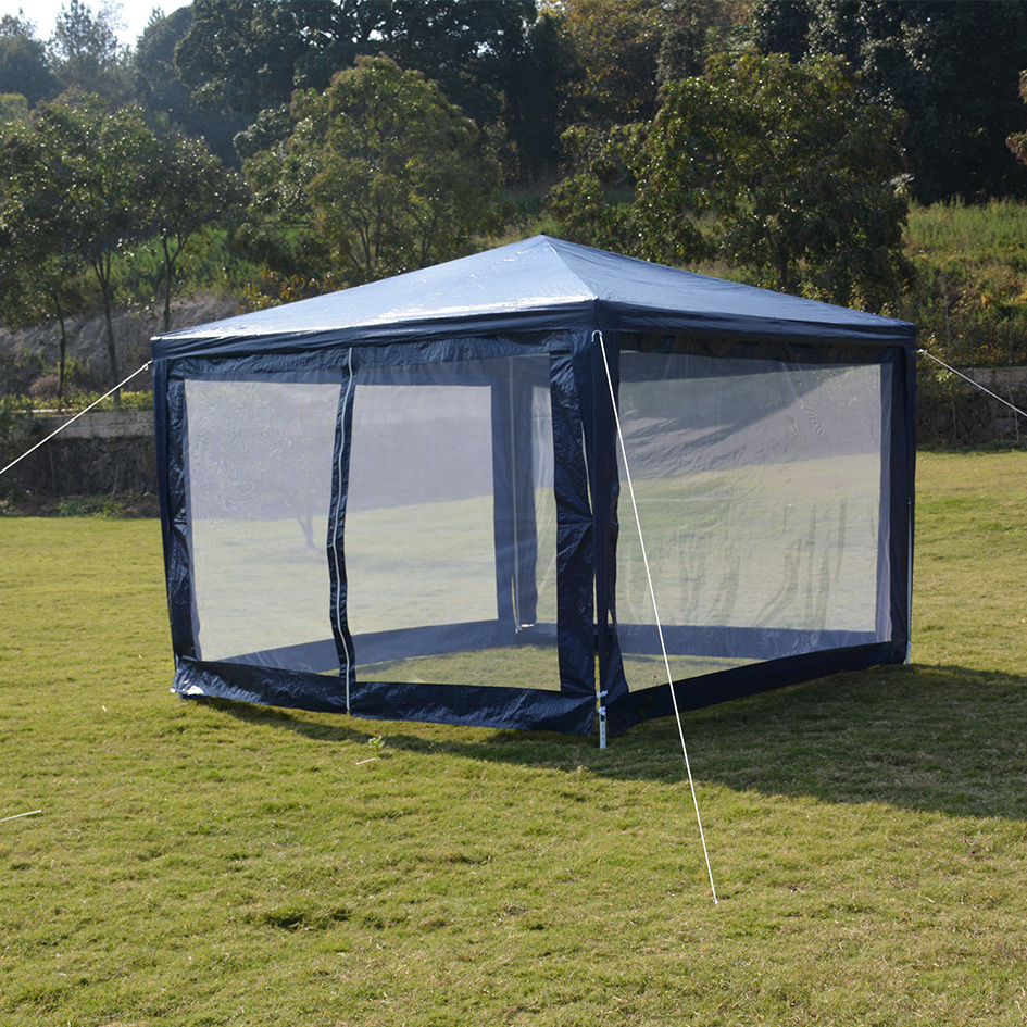 10'x10' Blue Gazebo Canopy Outdoor Party Screen Tent Enclosed Mesh Side