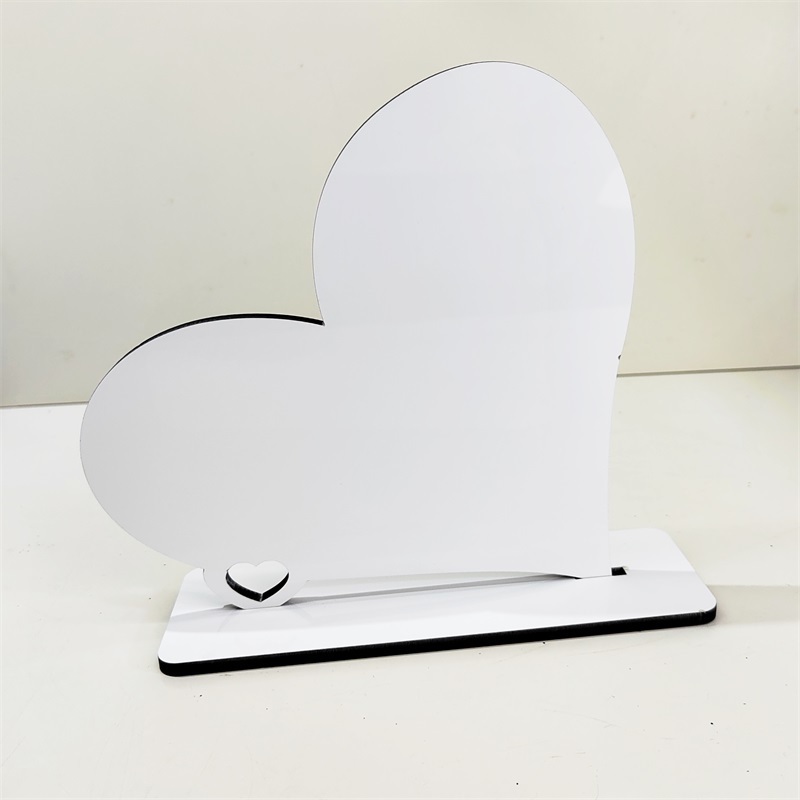 2022 heart shape sublimation photo frame with stand for valentines day blank photo block