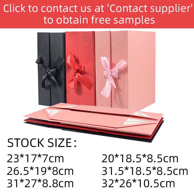 Wholesale Luxury Bespoke Custom Logo Rigid Cardboard Magnetic Paper Gift Folding Boxes With Ribbon Closure For Wedding Dress