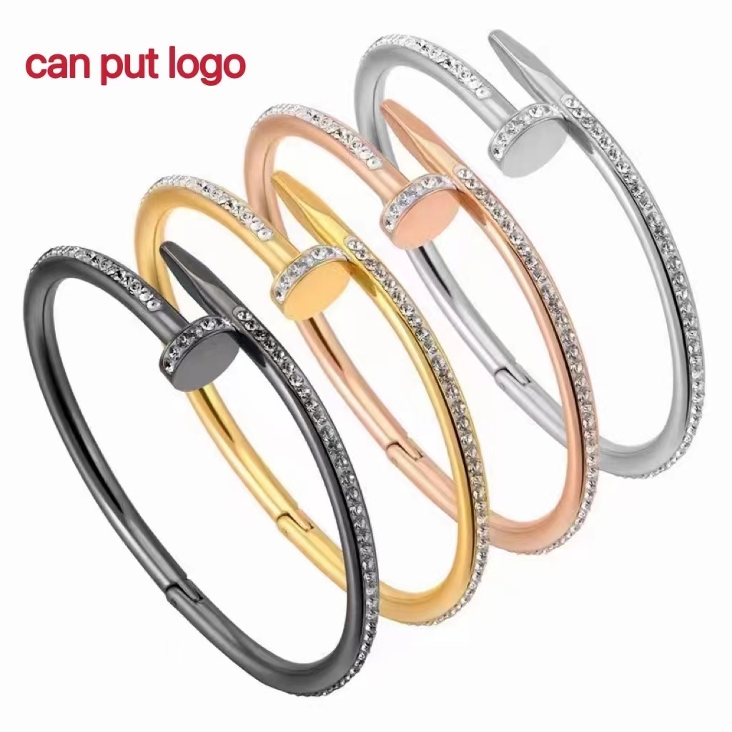 HC 2022 new high quality hot selling stainless steel Zircon Nail Rose Gold bracelet Luxury wedding bracelet custom logo bracelet