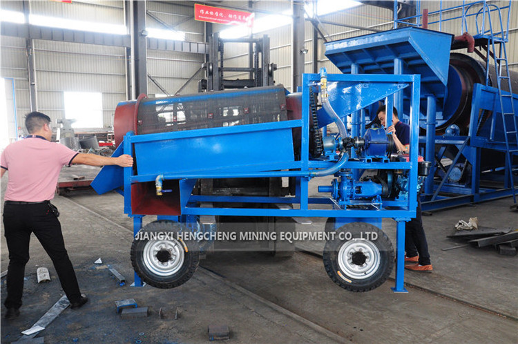 Jiangxi gold mining machine small trommel screen mobile mini gold wash plant