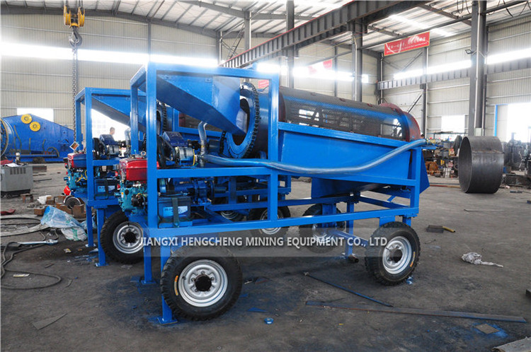 Jiangxi gold mining machine small trommel screen mobile mini gold wash plant