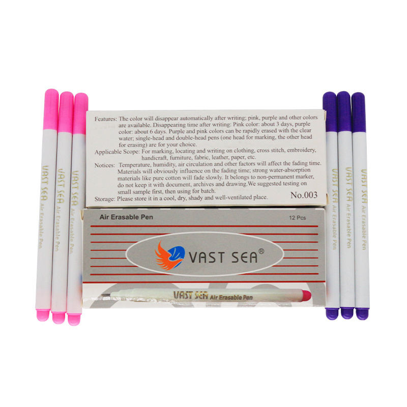 VAST SEA Auto Vanishing Air Erasable Fabric Marker Pen Removable Ink Pen Magic Pen For Tailors