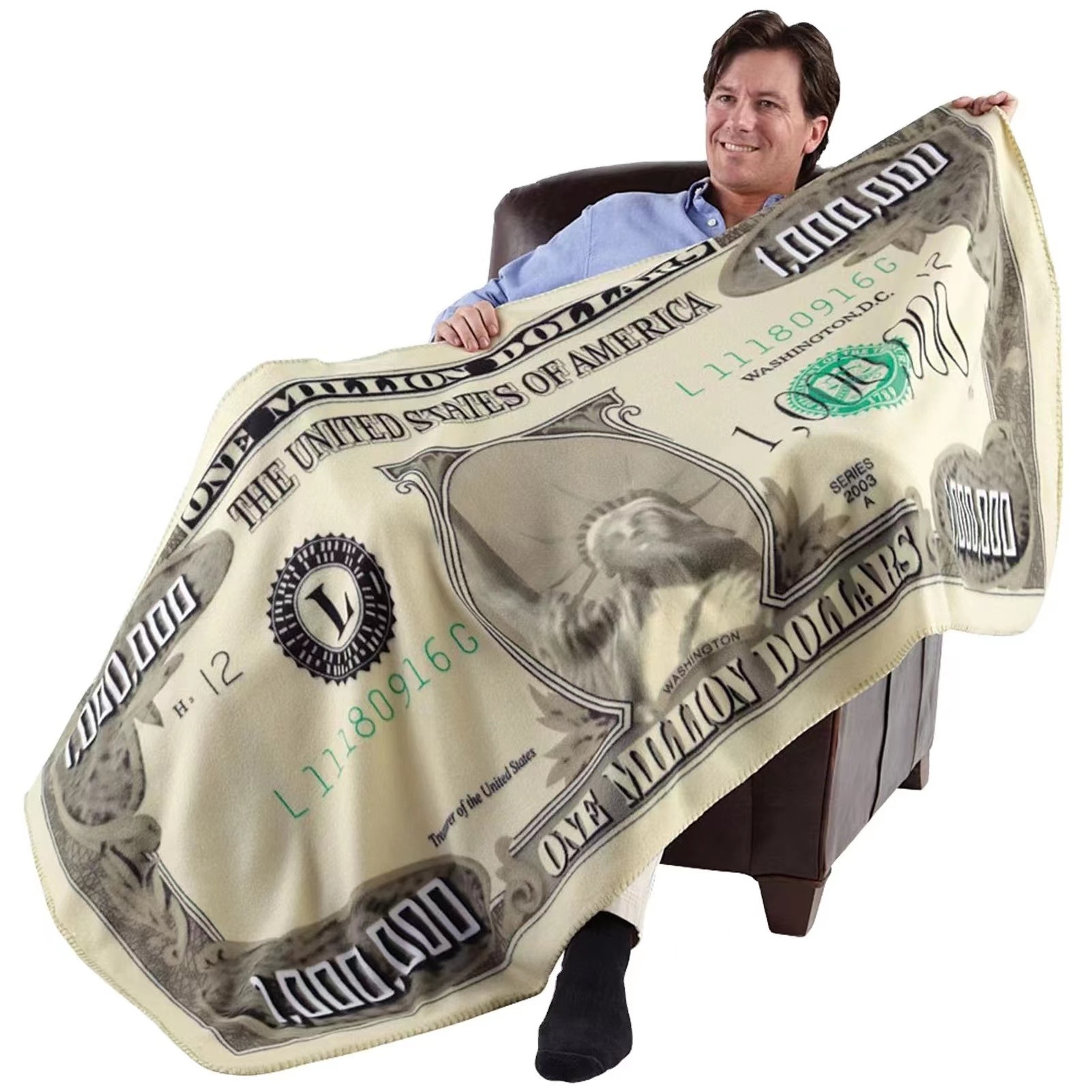 Custom Flannel Fleece Dollar Printed Throw Blanket Money Wealth Themed Super Soft Coral Luxury Blanket