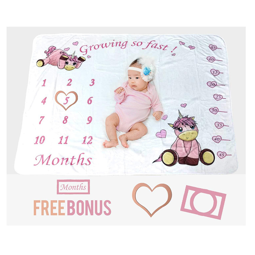 Unicorn Nursery Baby Shower Gifts Baby Blanket Newborn Monthly Anniversary Milestone Fleece Blanket