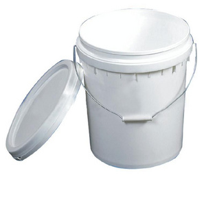 white plastic bucket with metal lid