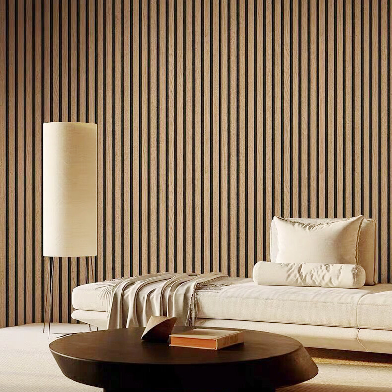 Peel And Stick Wall Wood Sticker for Background Wall Decorative Thicken PVC Grille Plate Wire  Design Wallpaper