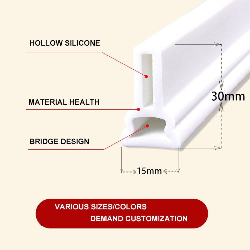 Customized flexible silicone water blocking strip for shower door water strip water retaining strip-bendable