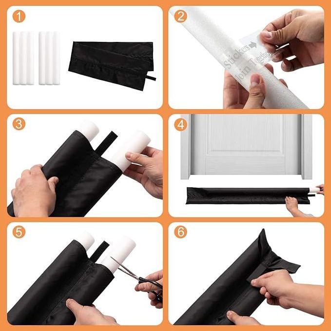 Under Door Draft Noise Blocker Black Gap Stoppers Entry Door Draft Guard for Bottom of Adjustable Twin Door Draft