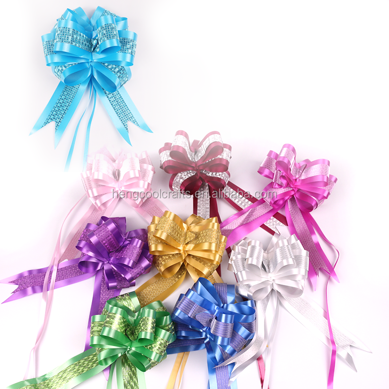 10Pcs Organza Pull String Bows Wrap Ribbon for Wedding Party