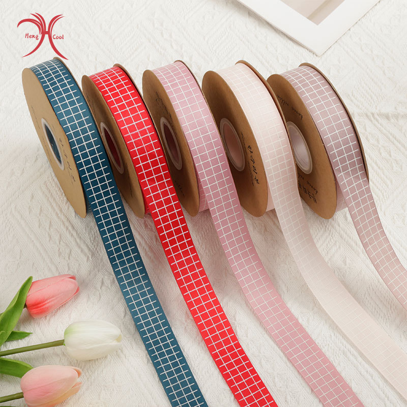 2023 Hot Sale Wholesale Satin Grosgrain Tartan Design Ribbon For Gift Bouquet Packaging Decorative for Party